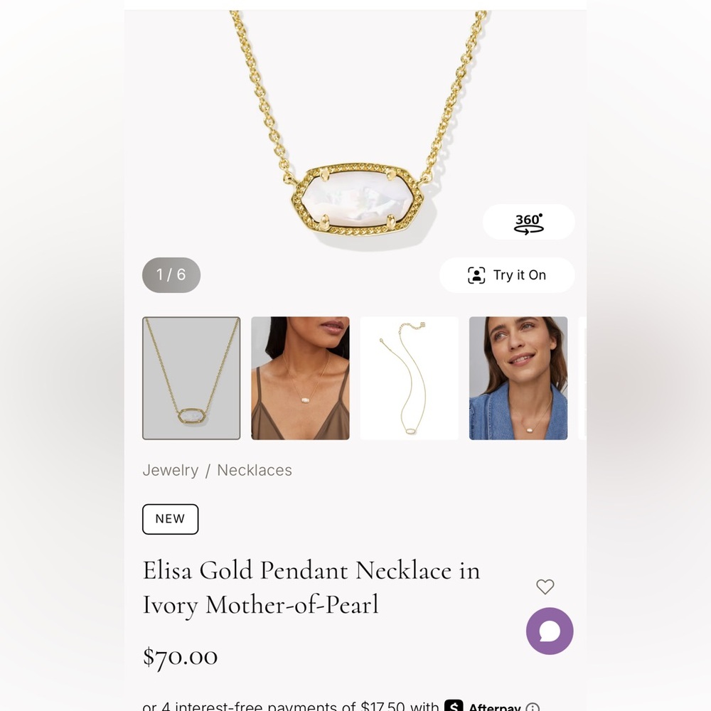 Kendra Scott Gold and White Opal Necklace